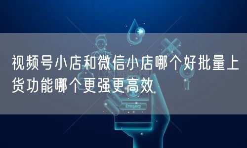 视频号小店和微信小店哪个好批量上货功能哪个更强更高效